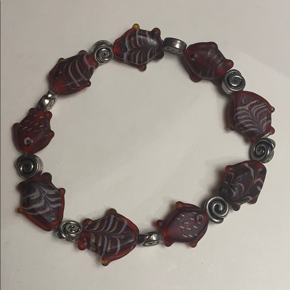 Fish Bracelet, Handmade, Fish, Red fish, Beads - Picture 2 of 5